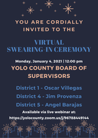 Yolo County Virtual Swearing in Ceremony to be Held Monday, January 4, 2021